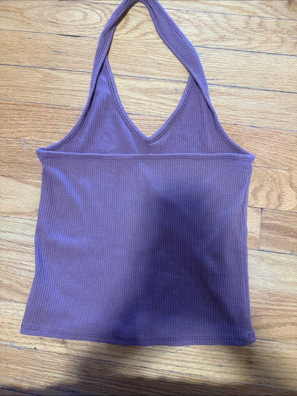 American Eagle Outfitters Ribbed Halter Tank Top - Mauve/brown huged - Picture 3 of 4
